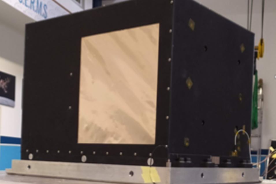 The assembled HEPD-02 Flight Model during vibration test.