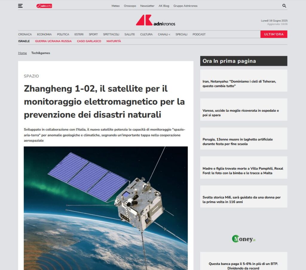 Zhangheng 1-02, il satellite per il monitoraggio elettromagnetico per la prevenzione dei disastri naturali