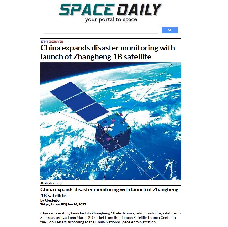 China expands disaster monitoring with launch of Zhangheng 1B satellite