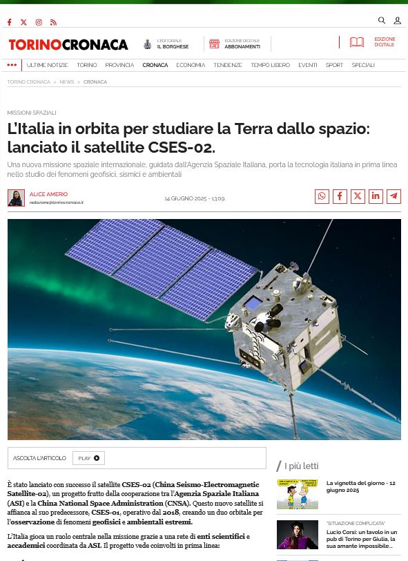 L’Italia in orbita per studiare la Terra dallo spazio: lanciato il satellite CSES-02.